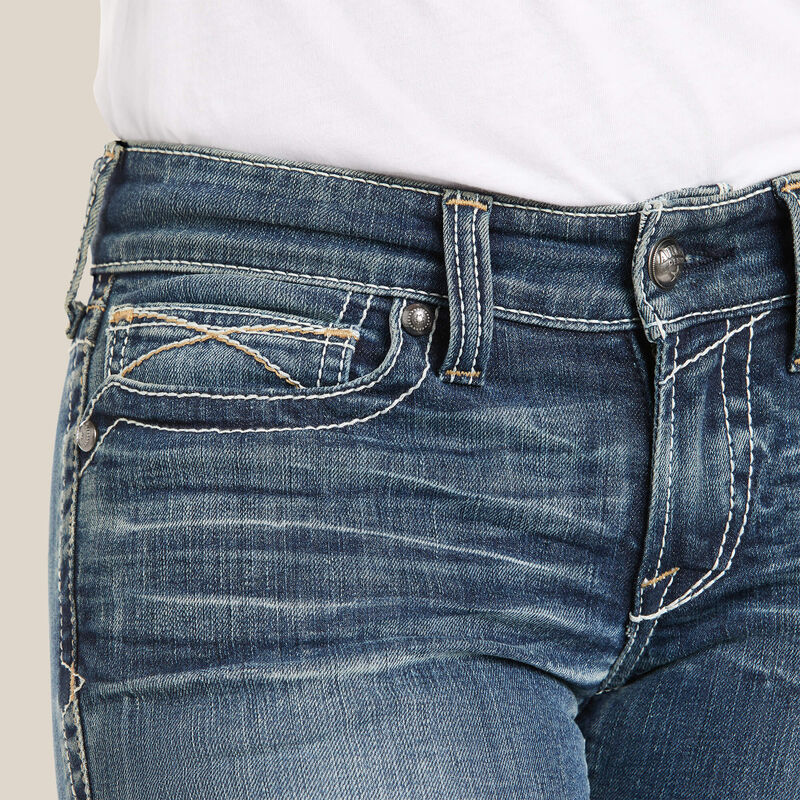 Ariat Women's R.E.A.L. Mid Rise Whipstitch Boot Cut Jean