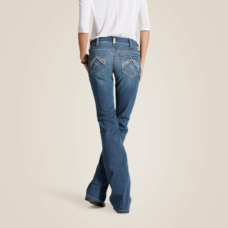 Ariat Women's R.E.A.L. Mid Rise Whipstitch Boot Cut Jean