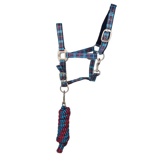 Hy Equestrian Tartan Head Collar with Lead Rope