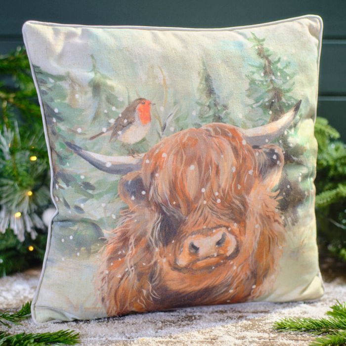 Langs Frosted Highland Cow Cushion