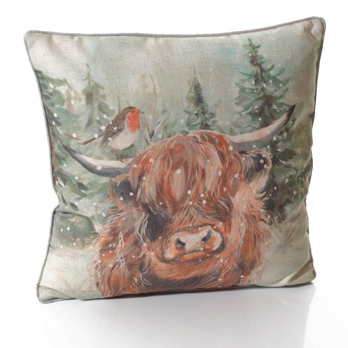 Langs Frosted Highland Cow Cushion