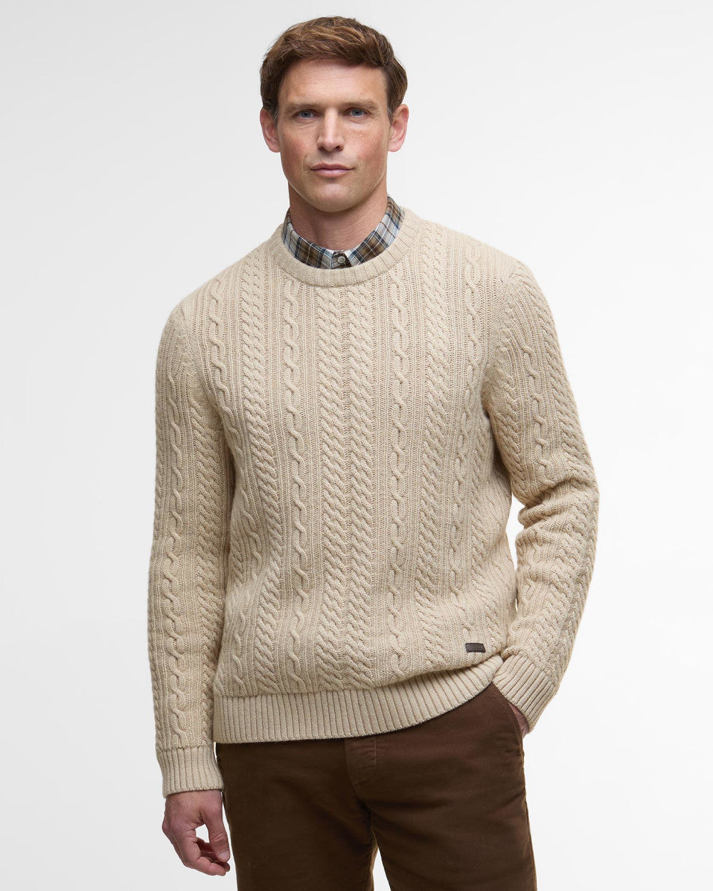 Barbour Men's Lowfen Cable Crew Neck Jumper AW25
