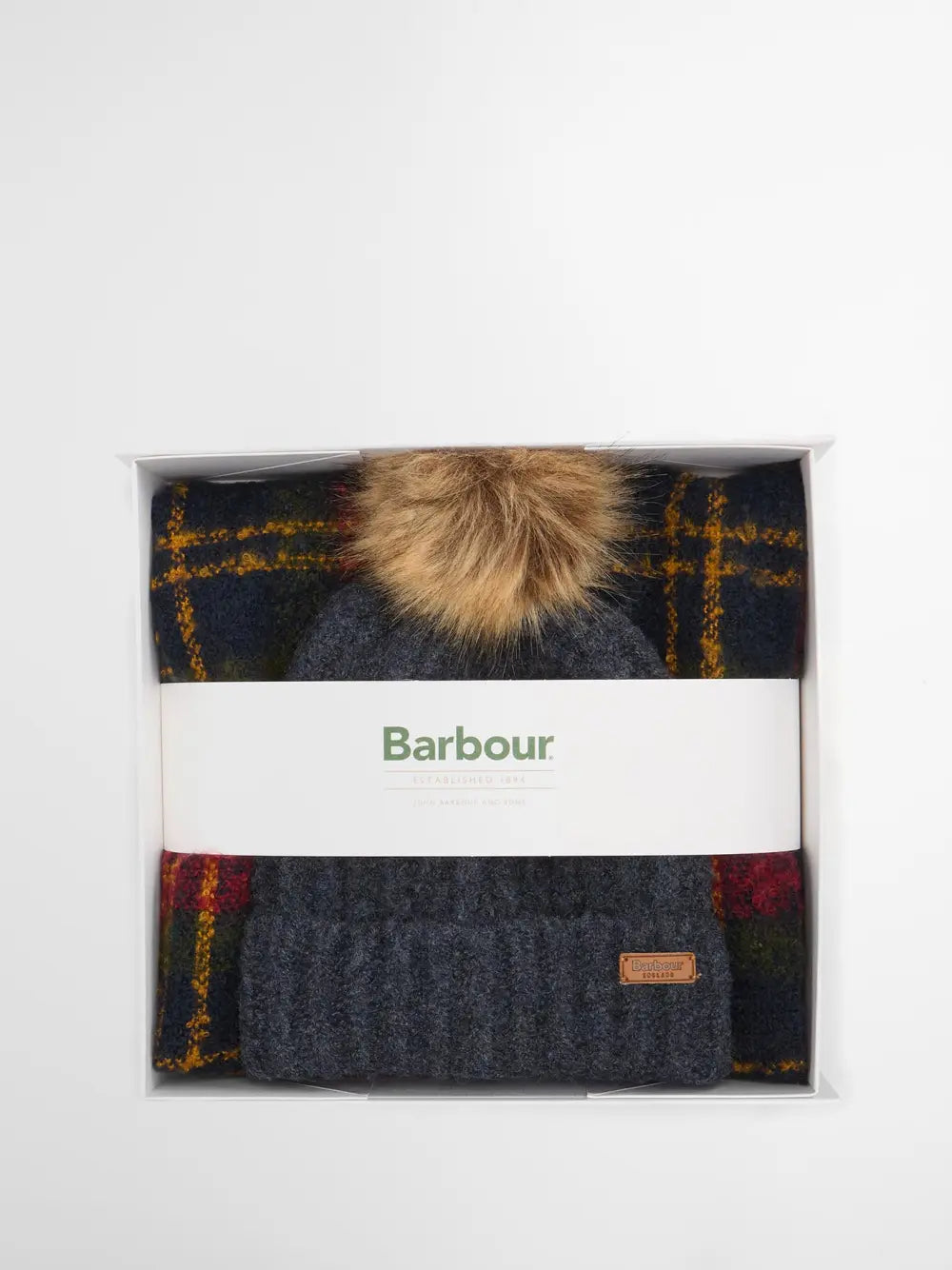 Barbour Saltburn Beanie & Tartan Scarf Gift Set
