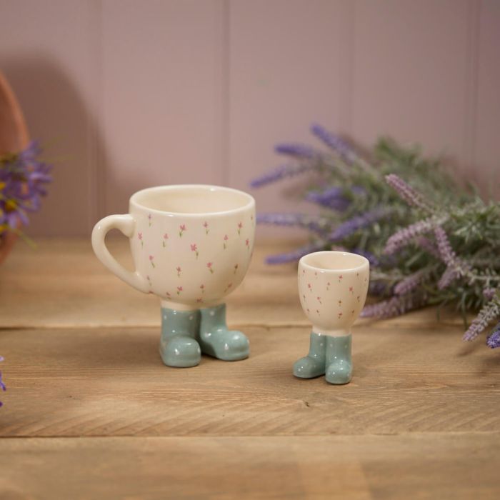 Langs Queen of The Garden Ceramic Welly Boot Egg Cup