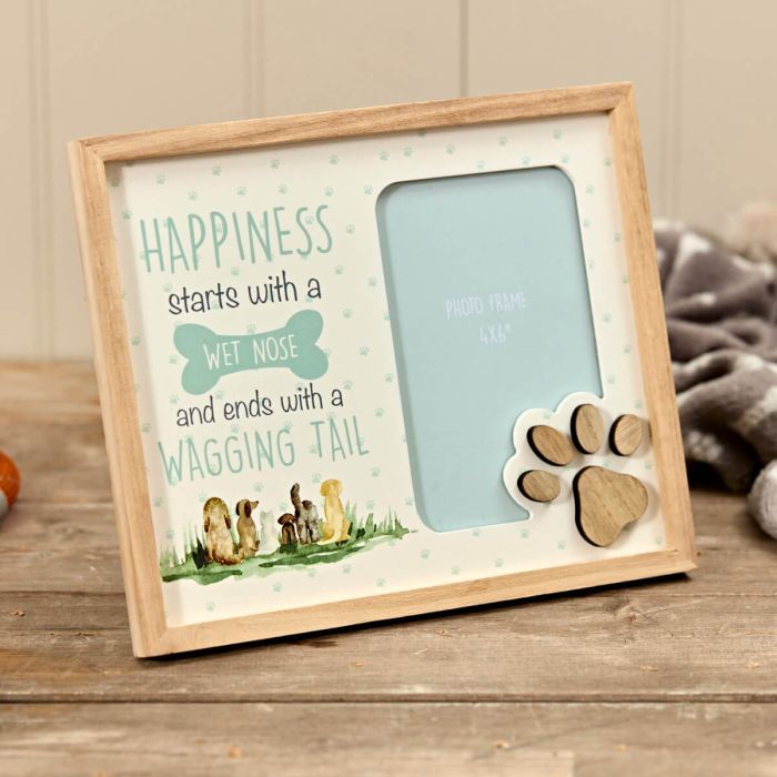 Langs 'Happiness starts with a wet nose' Wood Photo Frame