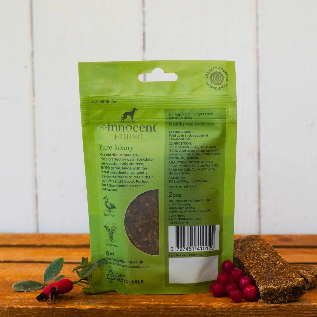 The Innocent Hound Game Picnic Bars with Rosehip & Cranberry