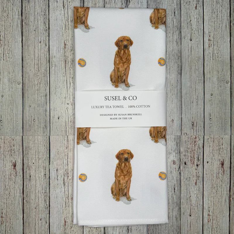 Susel & Co Fox Red Lab Luxury Tea Towel
