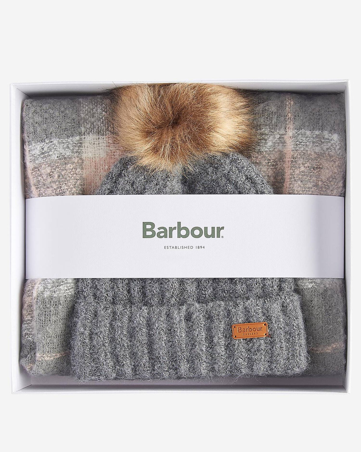 Barbour Saltburn Beanie & Tartan Scarf Gift Set