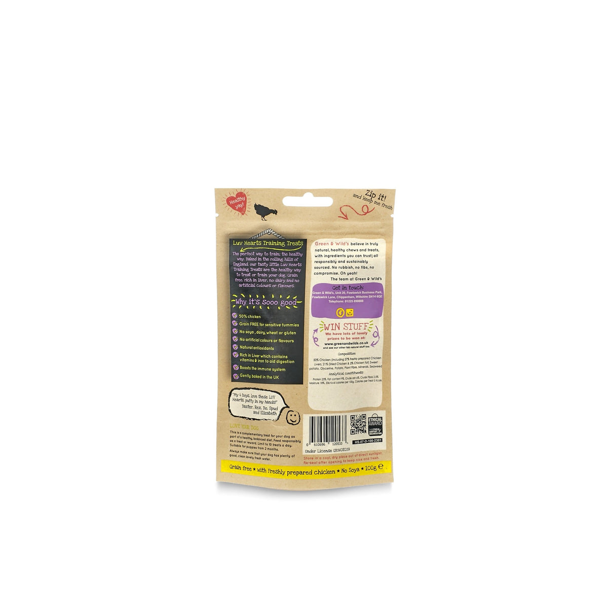 Green & Wild's Luv Hearts Chicken & Liver Training Treats
