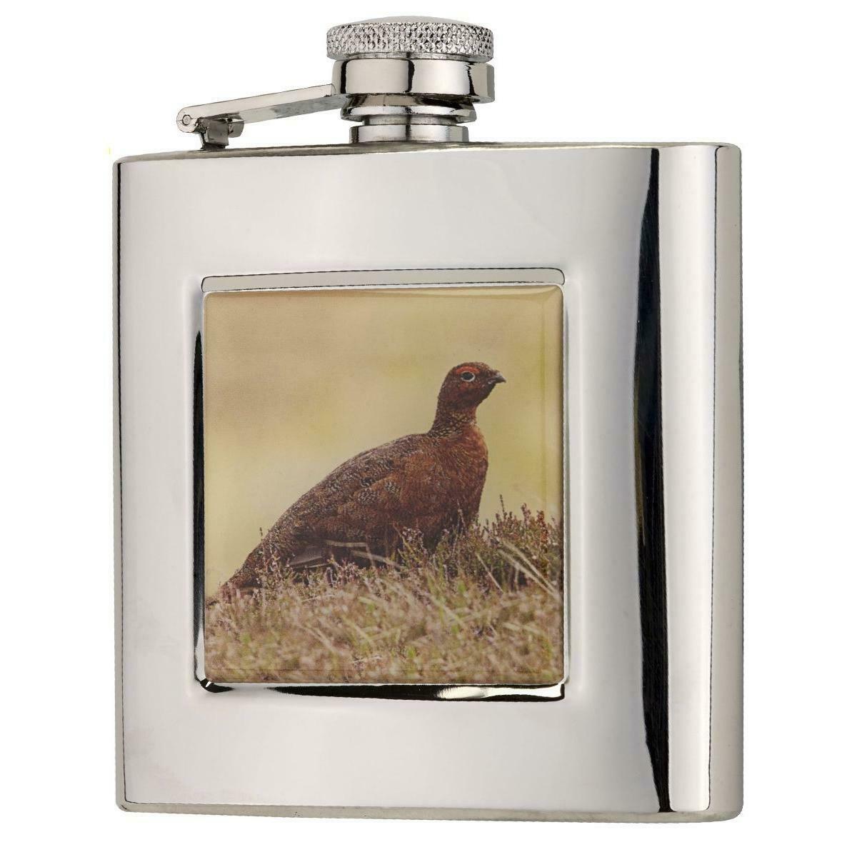 Bisley 6oz Square Grouse Flask in Presentation Box - Country Ways