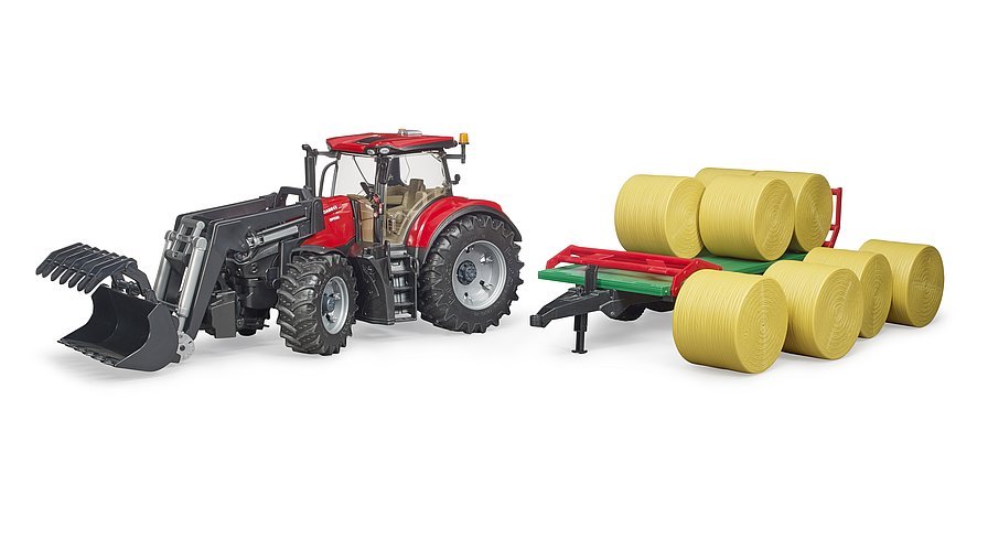 Bruder Case IH Optum 300CVX Toy Tractor and Bale Transport Trailer - Country Ways