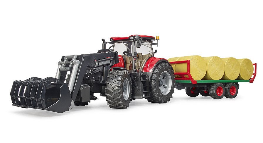 Bruder Case IH Optum 300CVX Toy Tractor and Bale Transport Trailer - Country Ways