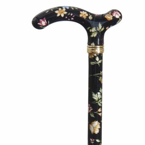 Classic Canes Extending Black Floral Walking Stick - Country Ways