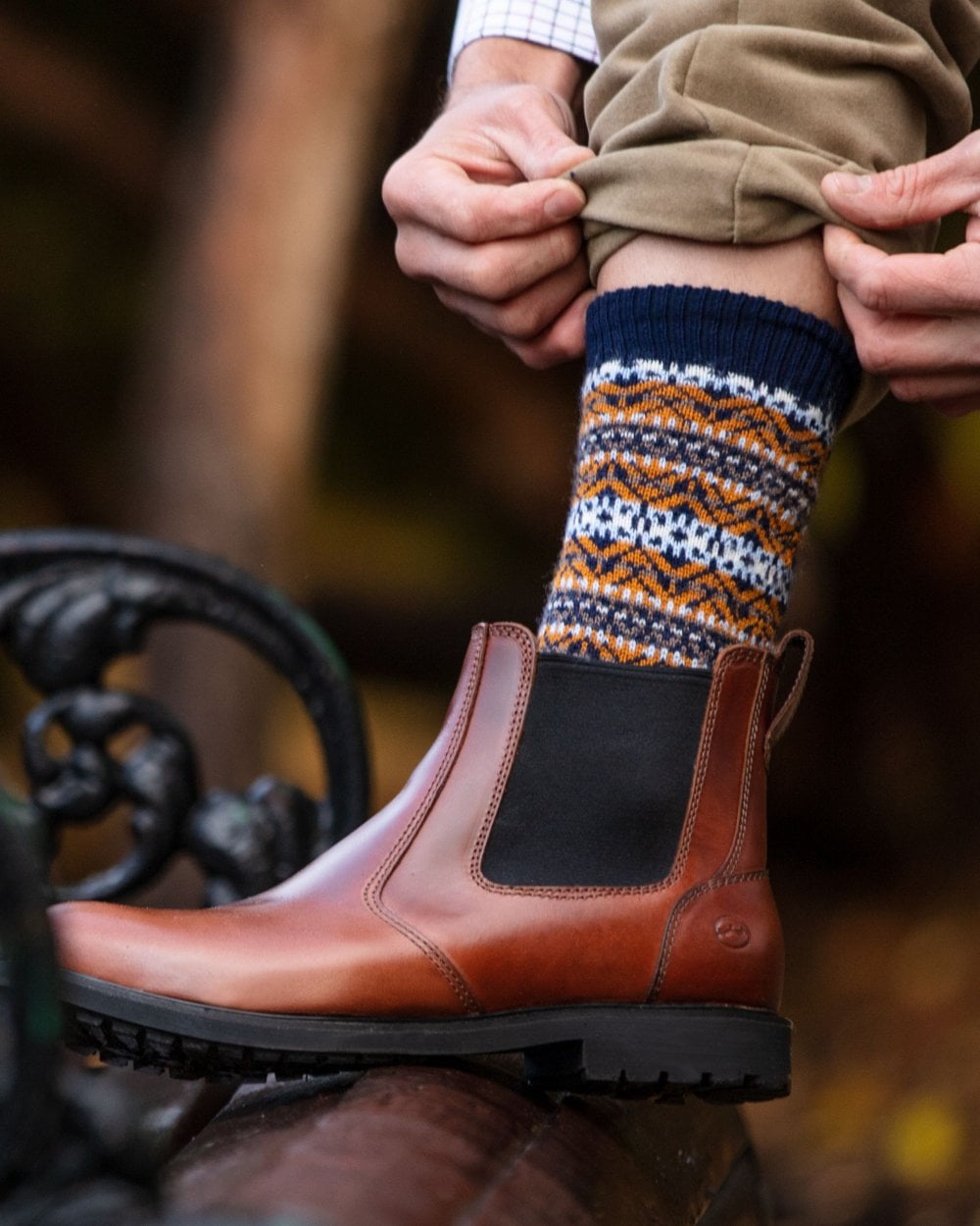 House of Cheviot Men's Fairisle Short Sock