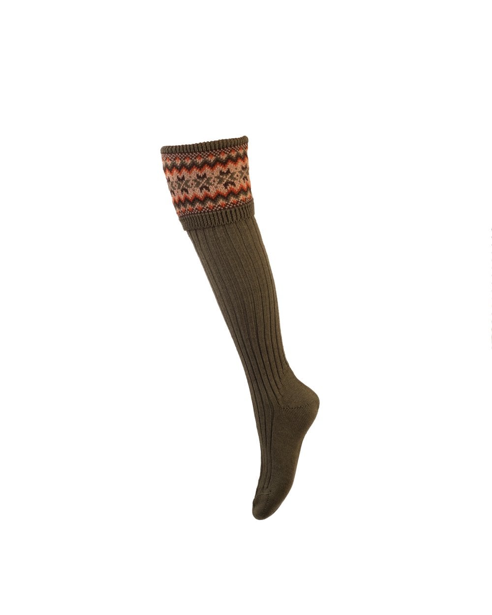 House of Cheviot Lady Fairisle Sock Dark Olive - Country Ways