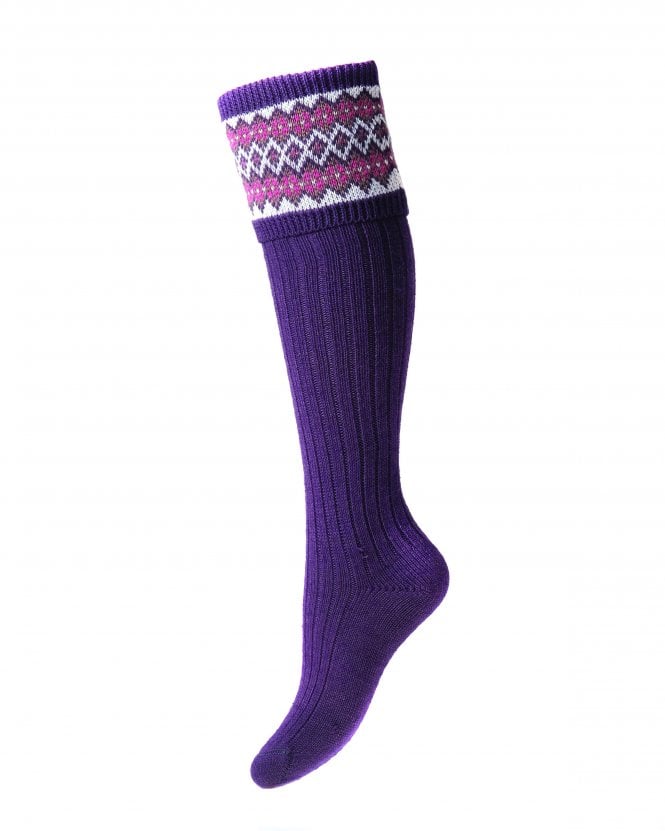 House Of Cheviot Lady Fairisle Sock Thistle - Country Ways