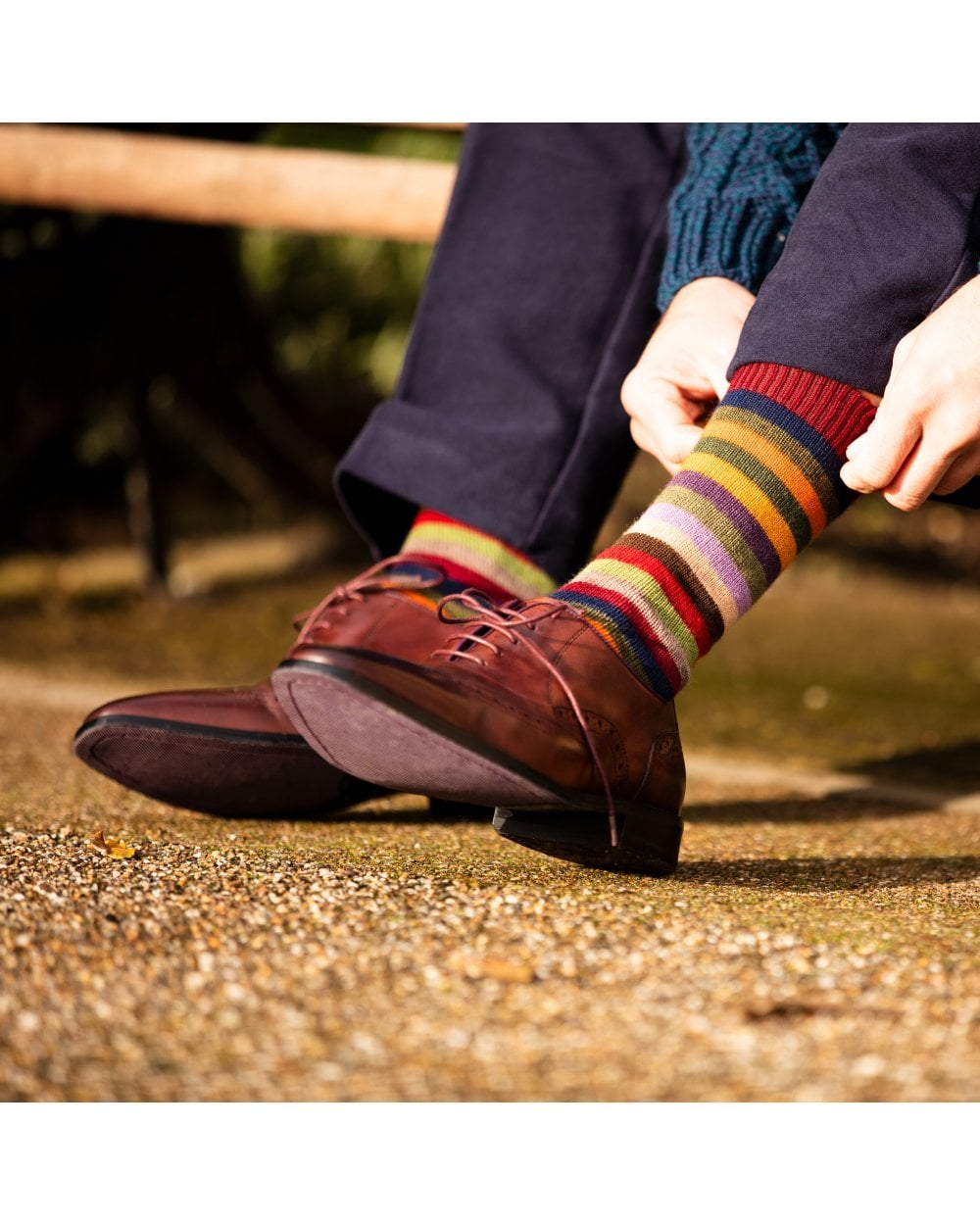House Of Cheviot Men's Stripy Short Sock - Country Ways