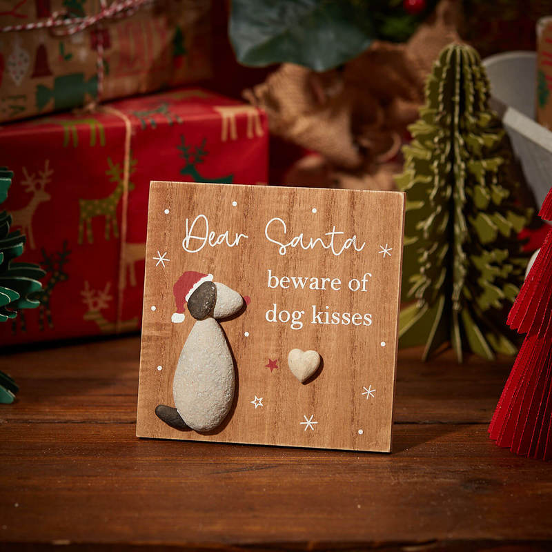 Langs 'Dear Santa' Dog Pebble Plaque