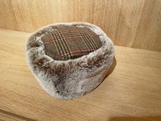 Lawrence & Foster Nina Faux Fur Trim Hat - Houndstooth - Country Ways