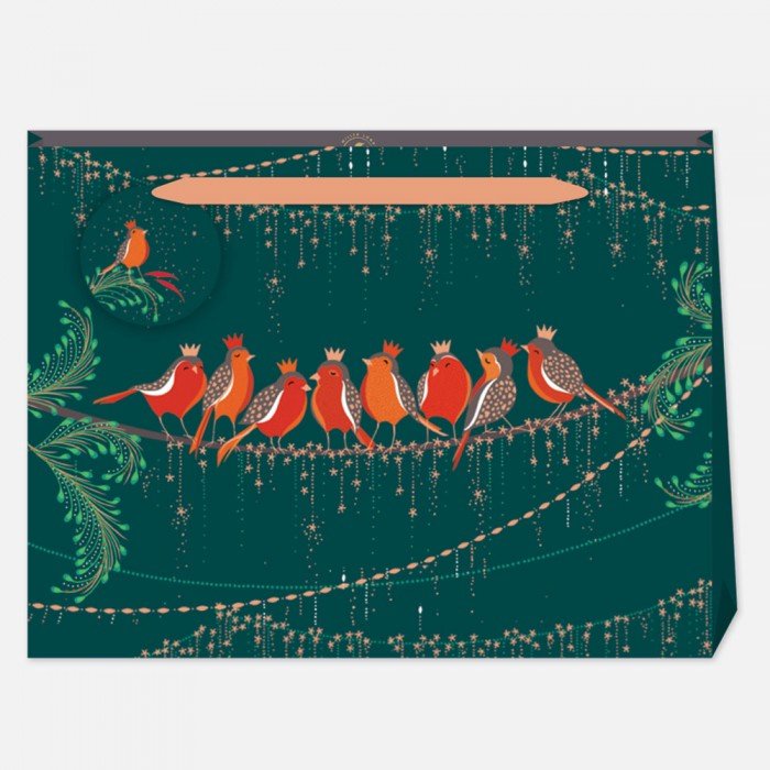 Sara Miller London Rows of Robins Large Gift Bag - Country Ways
