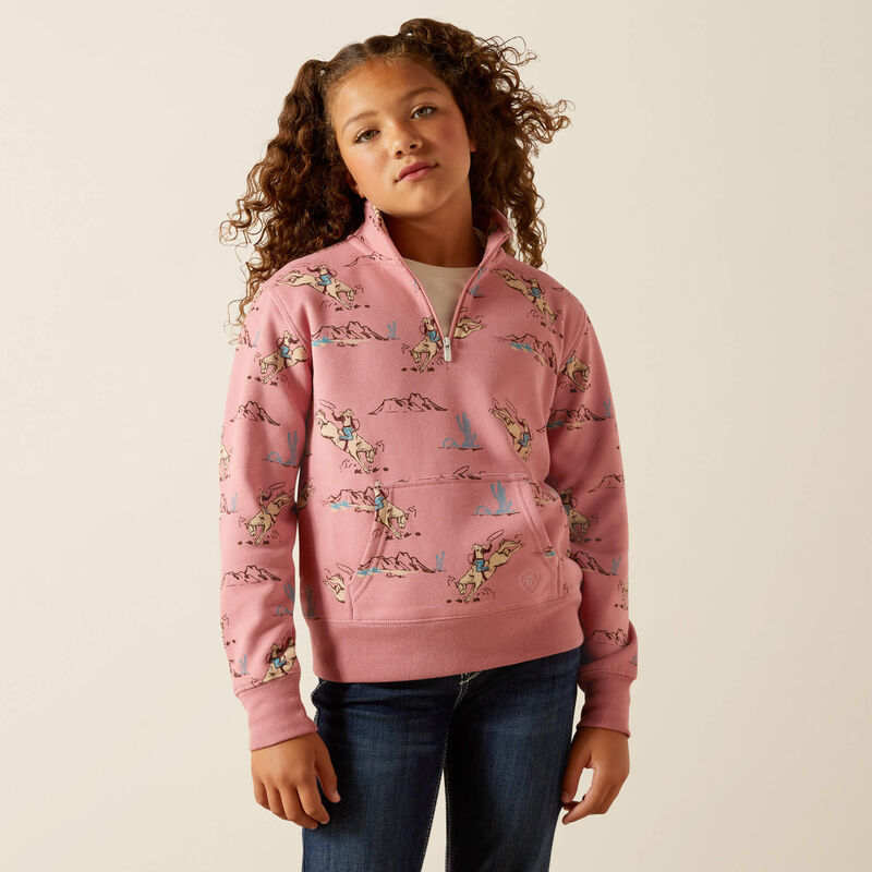 Ariat Kid's Bronc Scene 1/4 Zip Sweatshirt AW25