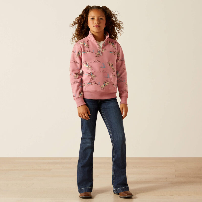 Ariat Kid's Bronc Scene 1/4 Zip Sweatshirt AW25