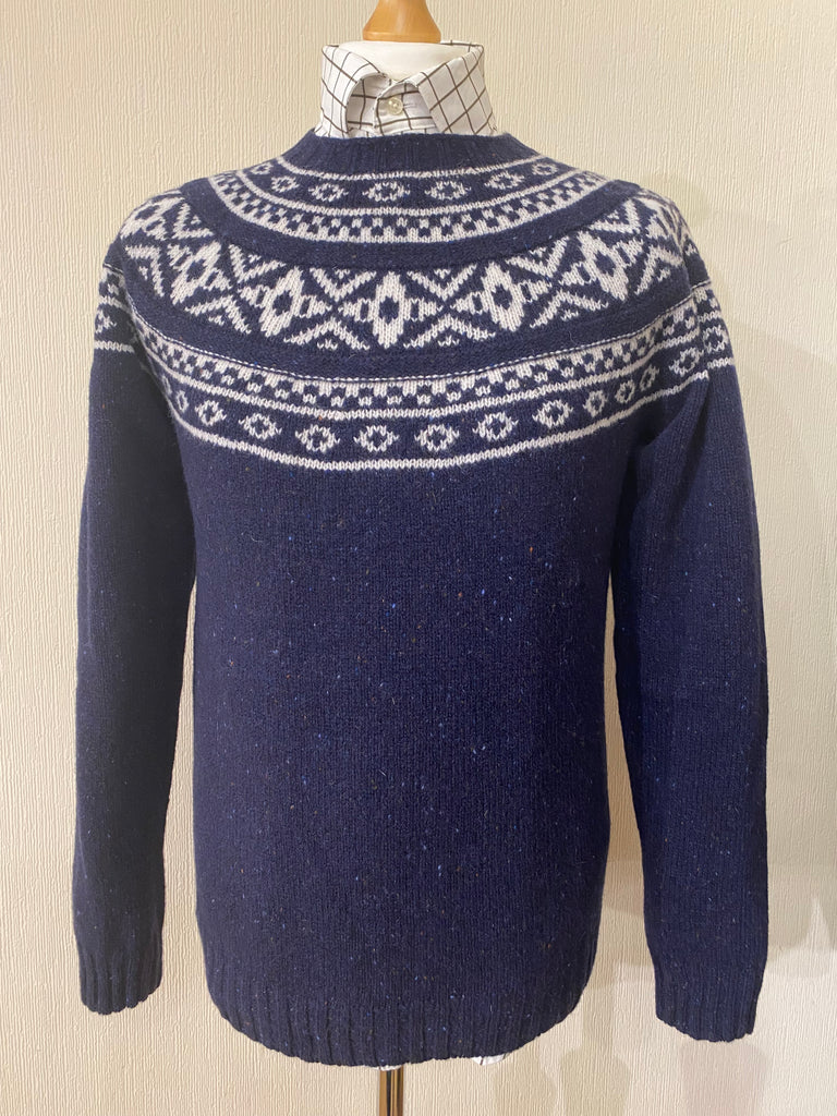 Harley of Scotland Men's Crew Sweater With Contrast Yoke AW25