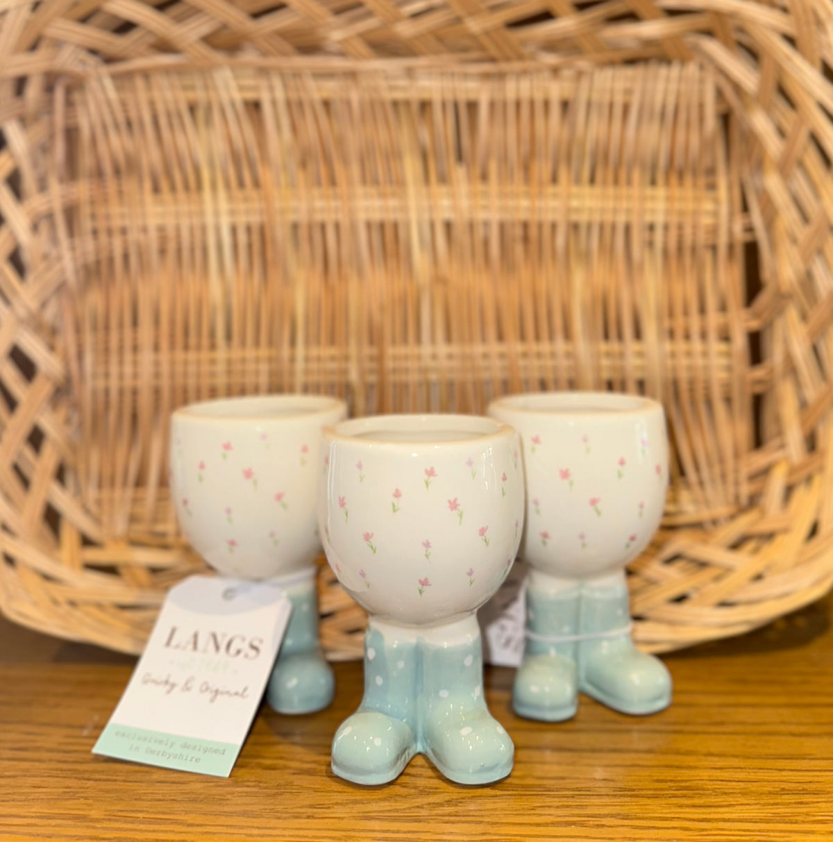 Langs Queen of The Garden Ceramic Welly Boot Egg Cup