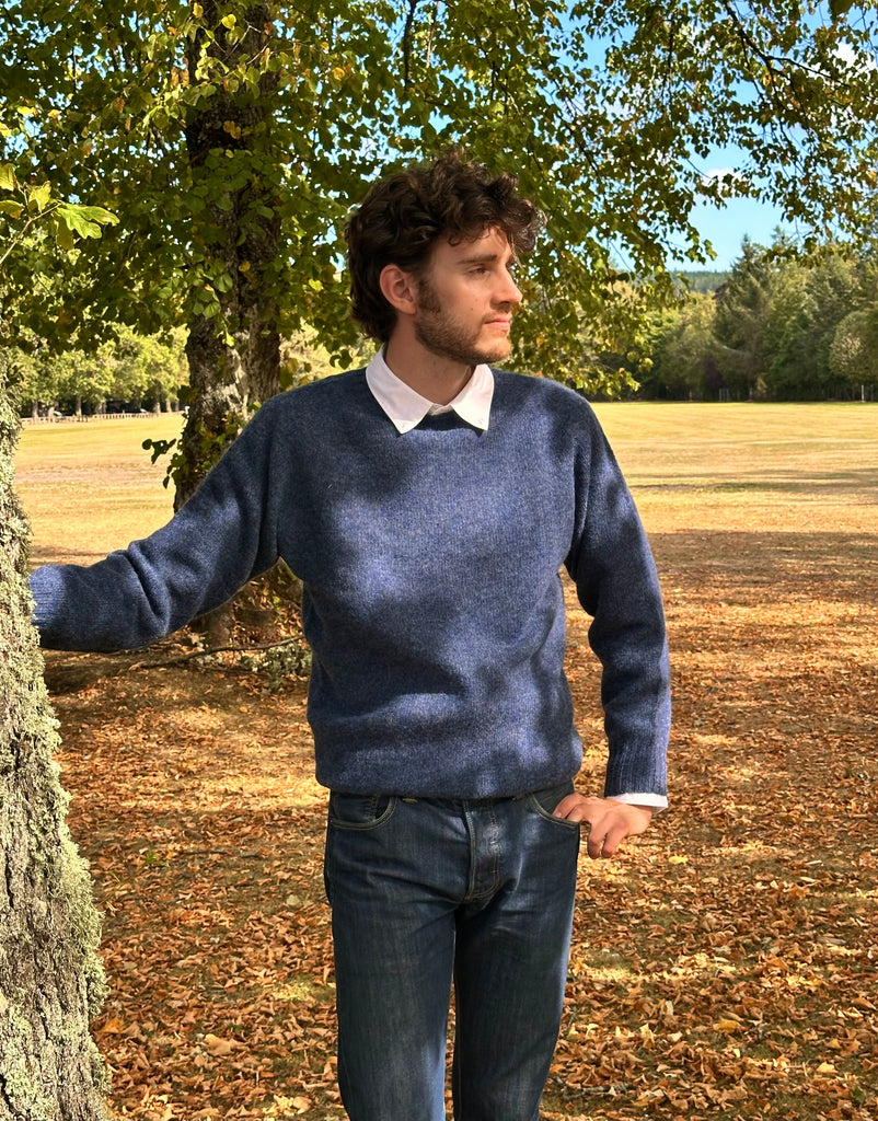 Harley of Scotland Men's Saddle Shoulder Crew Neck Sweater AW25