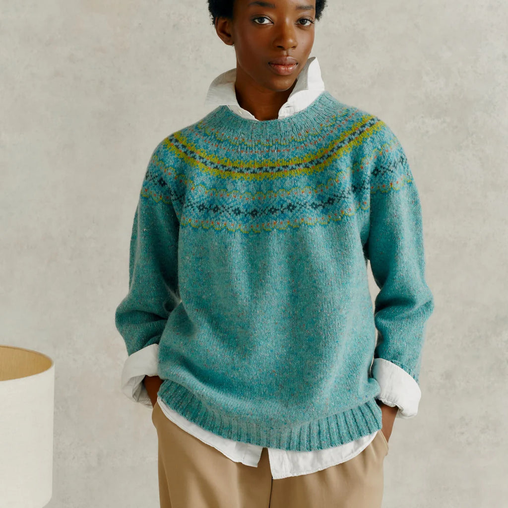 Harley of Scotland Women's Fairisle Yoke Crew Sweater AW25