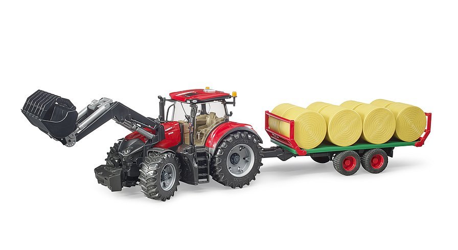 Bruder Case IH Optum 300CVX Toy Tractor and Bale Transport Trailer - Country Ways
