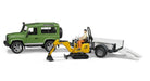 Bruder Land Rover Defender with Trailer, JCB Excavator & Man - Country Ways