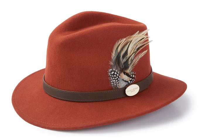 Hicks & Brown Suffolk Fedora Hat (Guinea & Pheasant Feather) - Country Ways