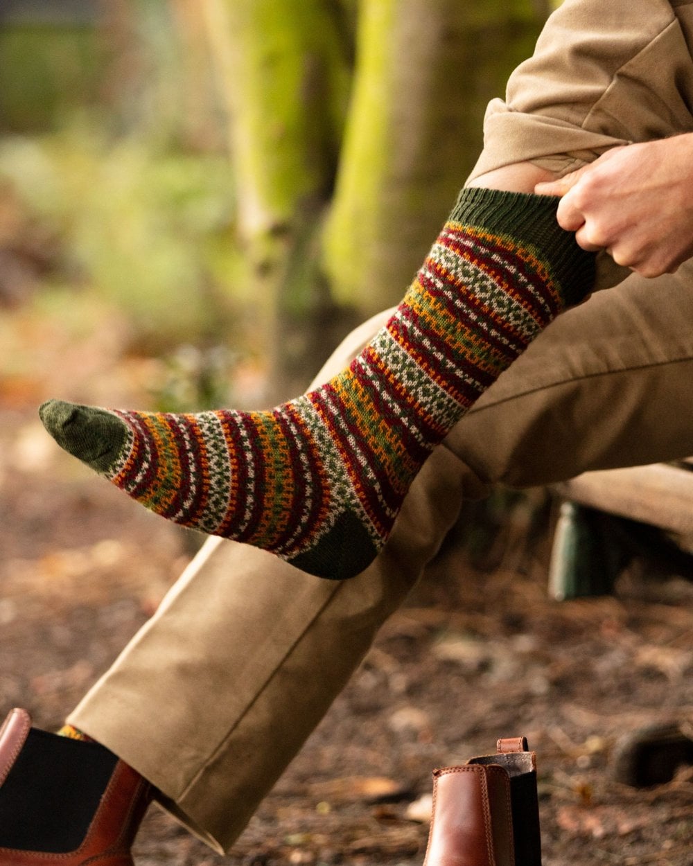 House of Cheviot Men's Fairisle Short Sock