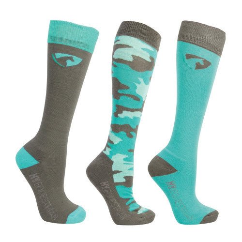 Hy Equestrian DynaForce Socks (Pack of 3) Pacific/Grey - Country Ways
