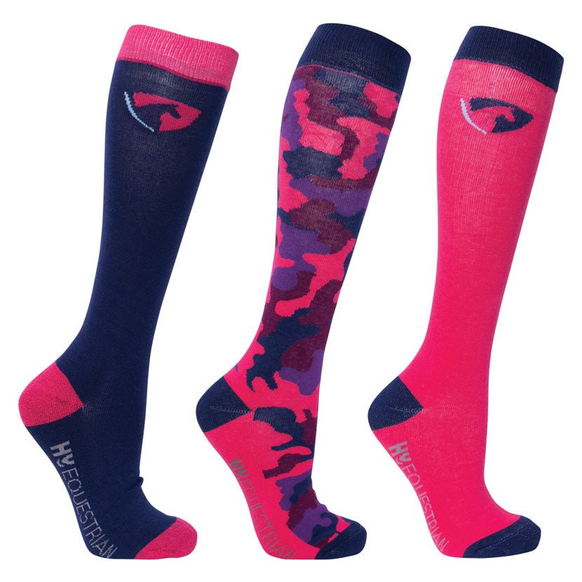 Hy Equestrian DynaForce Socks (Pack of 3) Pacific/Grey - Country Ways