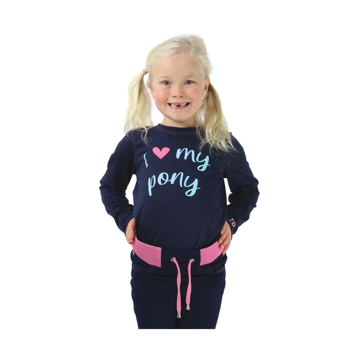 Hy Equestrian Kids I Love My Pony Collection Long Sleeve T - Shirt Navy - Country Ways