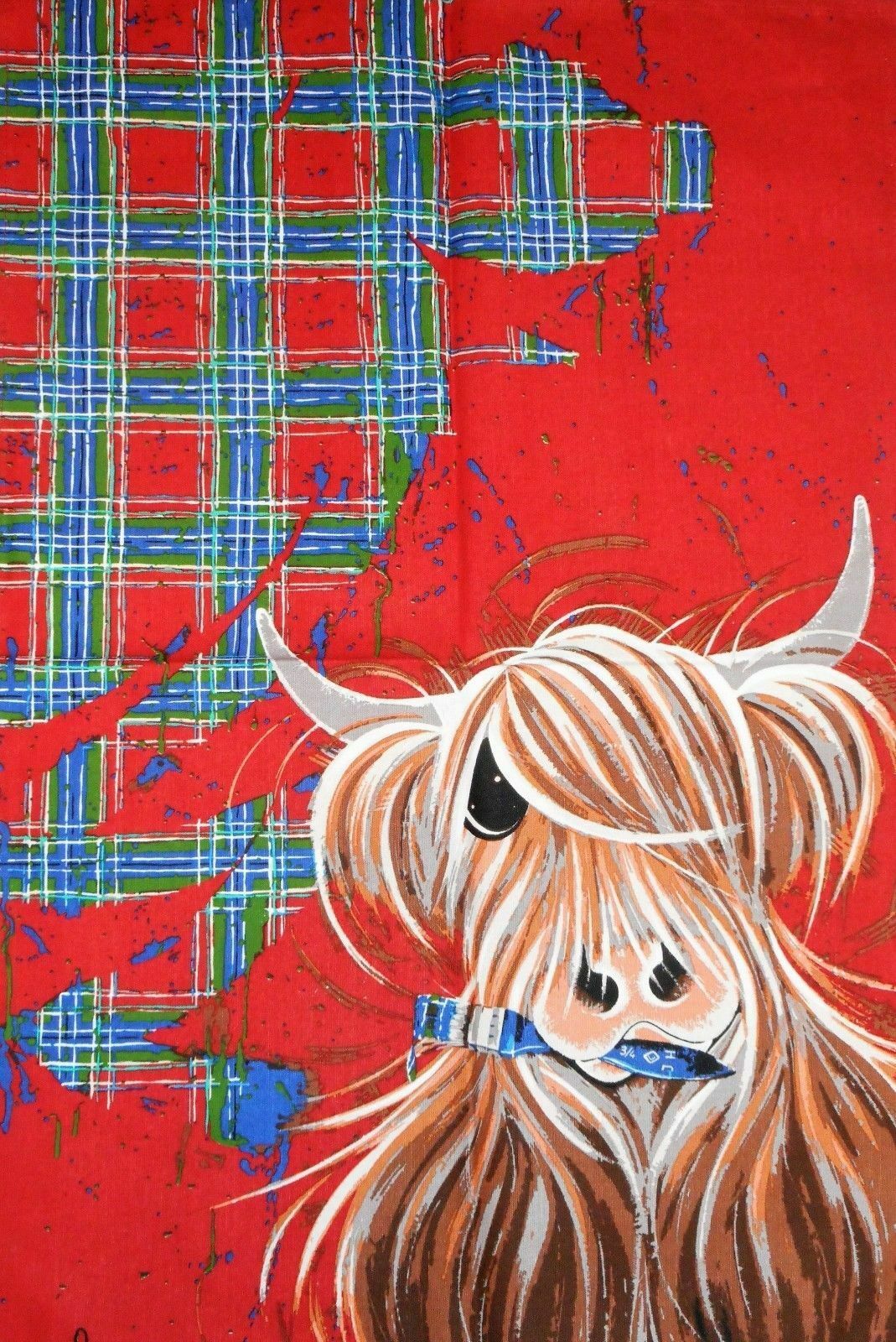 McMoo Tartan Paint Tea Towel - Country Ways
