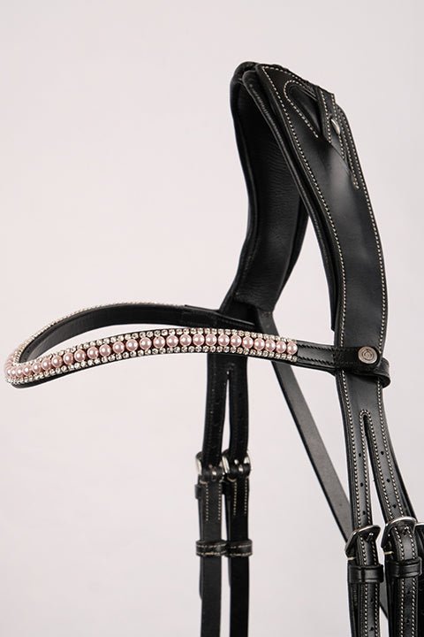 Montar Soft Pink Swarovski Pearl Curved Browband - Country Ways