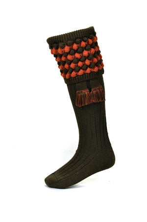 House of Cheviot Socks Angus with Garter Bracken Cinnamon | Country Ways