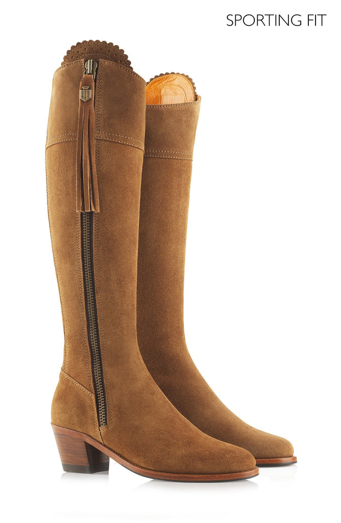 Fairfax & Favor Womens Sporting Fit Heeled Regina Boots Tan Suede | Country Ways